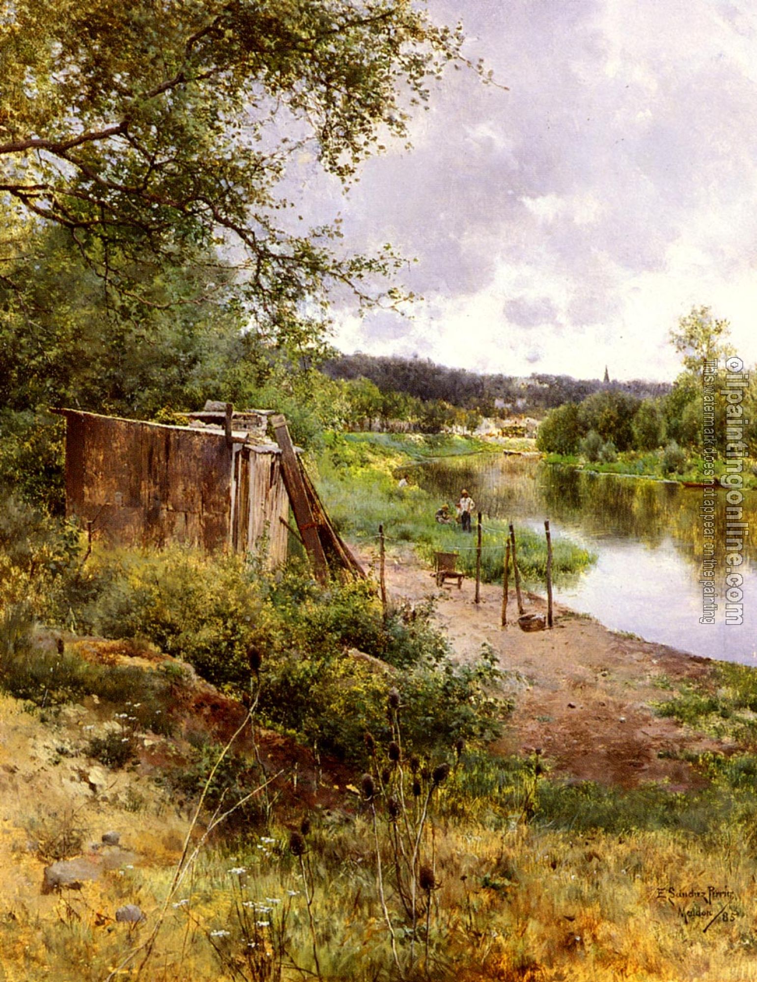 Emilio Sanchez-Perrier - On The River Bank